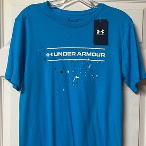 Under Armour Men's Teal Blue Graphic Logo Short Sleeve Tee